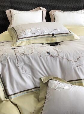 1MB00长棉全s棉床单被套四件套花鸟刺绣新式风纯棉床绒中上用品