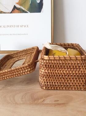 越藤编抽纸盒南031j创意织蝴编蝶扣纸巾盒