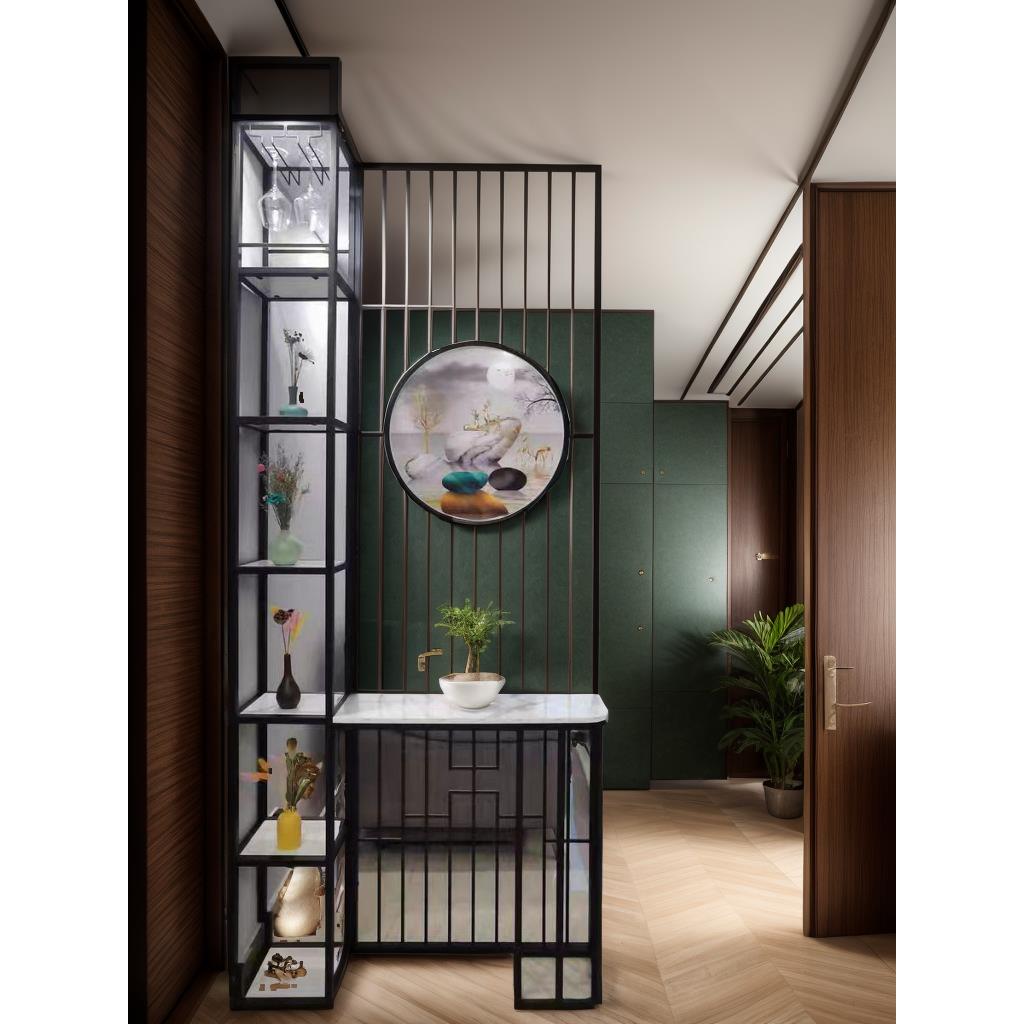 款置定制轻奢入户酒柜屏风新客厅隔497断简约带抽屉物架免打新孔