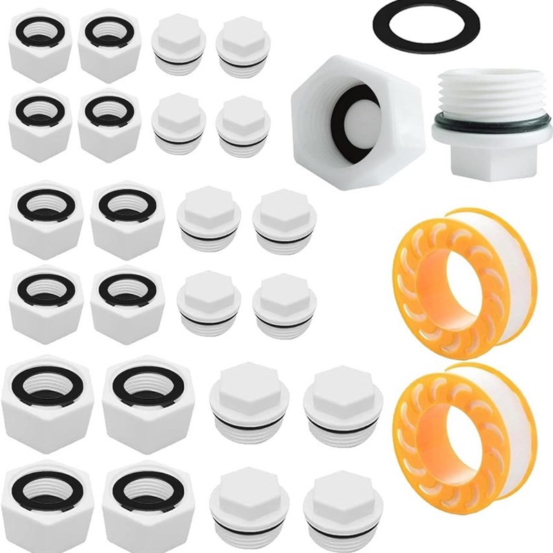 14套组水管堵头内外丝堵20 25 32 4分塑料堵头6分 1寸 套装配件