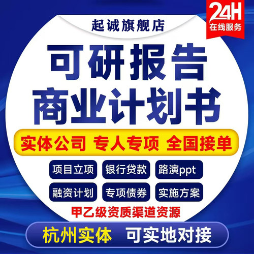 商业计划书撰写代做可行性研究报告项目立项创业融资方案策划PPT