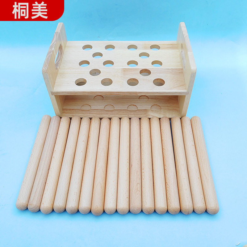 奥尔夫儿童音乐教具榉木打棒加盒子鼓槌原木响棒打棒节奏棒套装