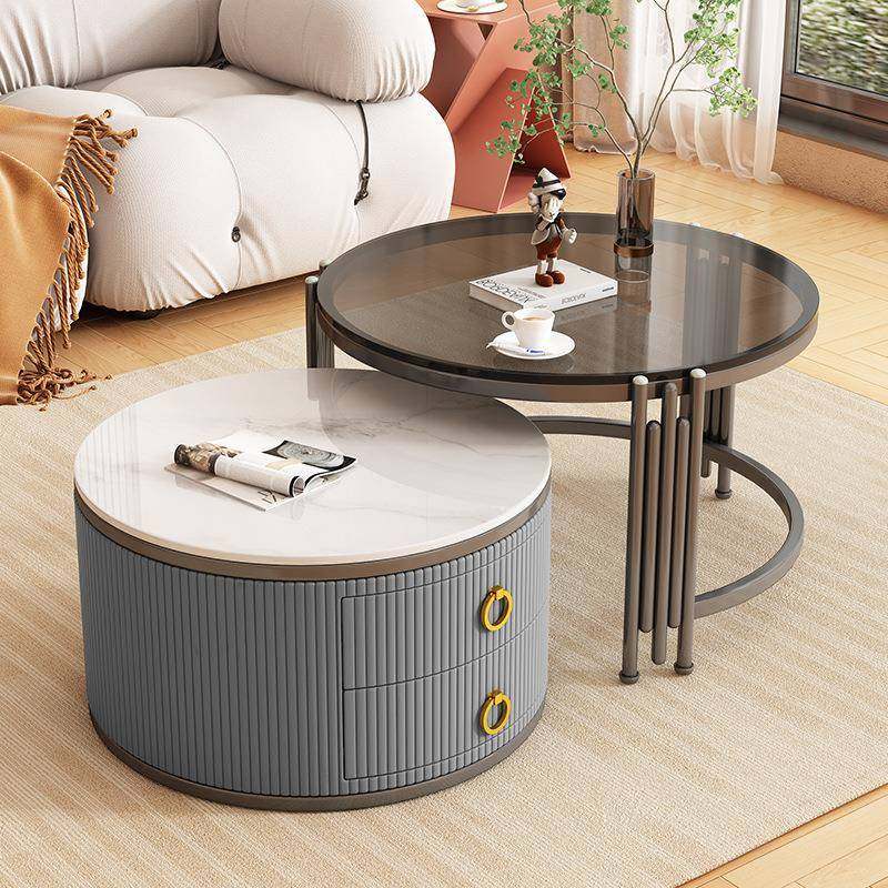 现代玻璃岩板茶几大小组合客厅家用轻奢简约小户型可伸缩高低圆形,纺织面料/辅料/配套,纺织机械配件,淘宝优惠券,粉丝福利购,淘宝优惠卷