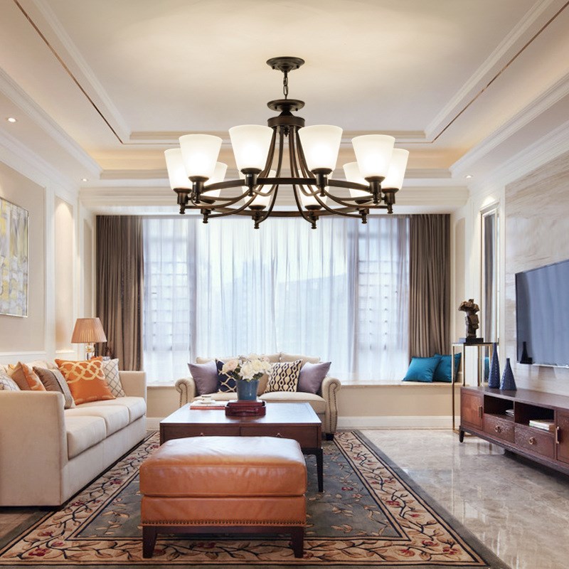 美式吊灯客厅灯复古餐厅灯现代简约大气别墅复式楼大吊灯卧室灯具