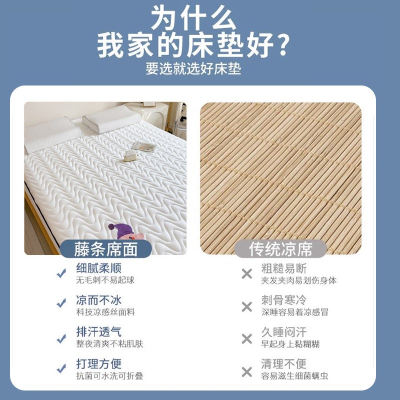 夏季冰丝凉席床垫子软垫学生宿舍单人2025新款竹席草席可机洗席子