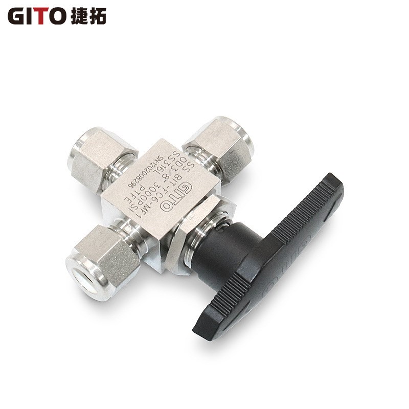 卡套三通球阀OD3/8 一体式不锈钢3000PSI仪表卡套球阀