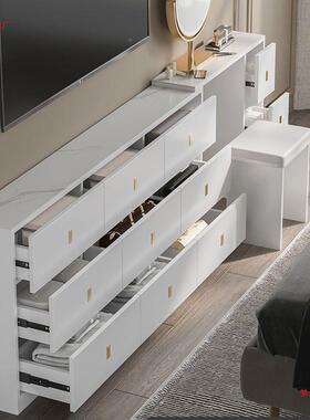 木六斗柜30cm室极20卧岩板实现代轻奢白色窄床尾收纳柜25DQS抽屉