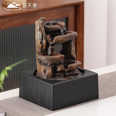 天泉中式招财水摆循环件水办公流室茶几桌面VBM装饰新品小型喷泉