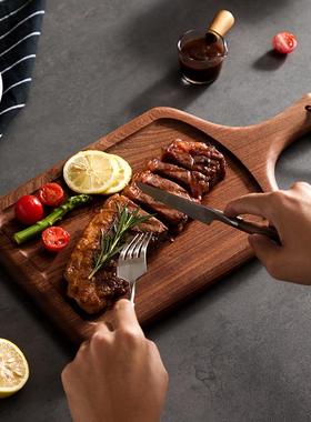 初心NMU乌檀木牛排长形西盘面包方托盘披萨板餐盘木制餐盘牛扒木