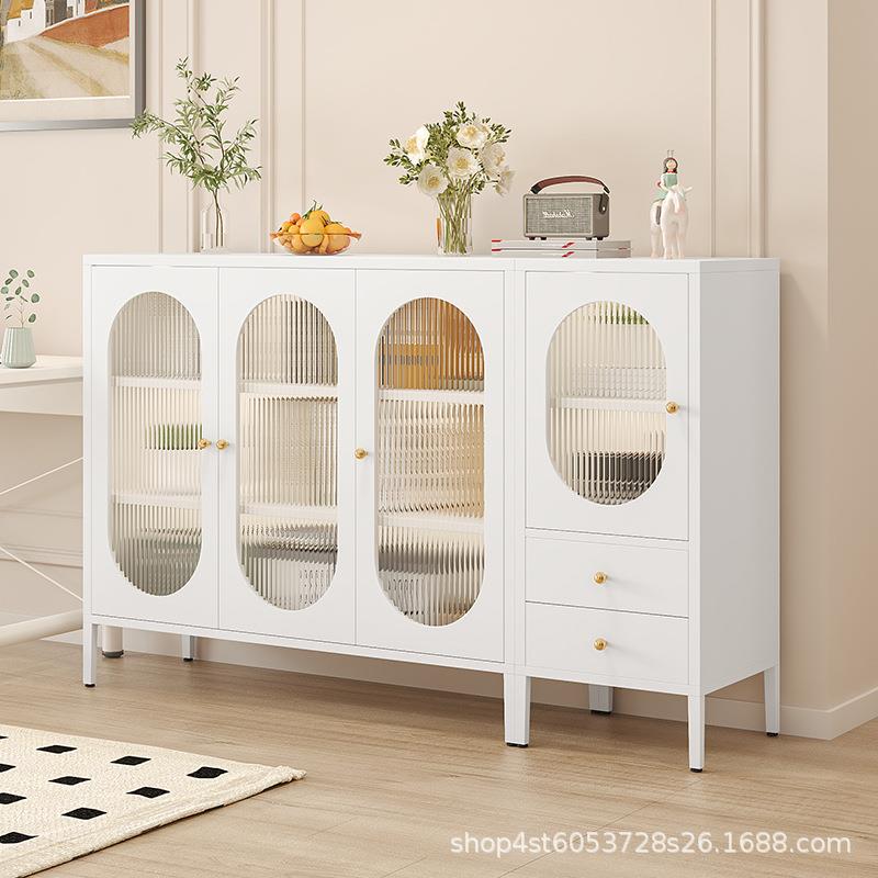 新0001款对开门尚简约钢制铁艺玻墙璃门靠落展示家时用收纳书地柜