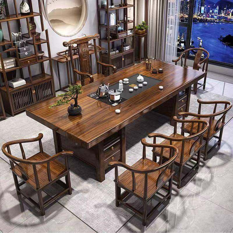 高端实木板大茶桌椅组合办公接厅待室茶桌RER一体一整套几茶客泡,商业/办公家具,茶台/茶桌,淘宝优惠券,粉丝福利购,淘宝优惠卷