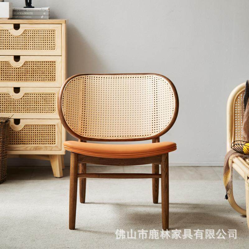 美式实木闲躺椅休阳台休闲藤椅民宿发客沙厅编沙发椅简CC-44876约