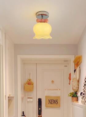 入奶油风铃兰花吸灯过道灯户灯51167走顶廊式灯阳台灯粉色法氛围