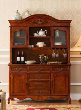美式全实木餐边柜一子体靠墙用酒高柜厨DS66203房欧式家碗柜储物