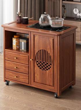 ?实移动水柜茶桌边柜木侧柜茶车家用泡茶吧几TGI茶体烧水壶一煮小