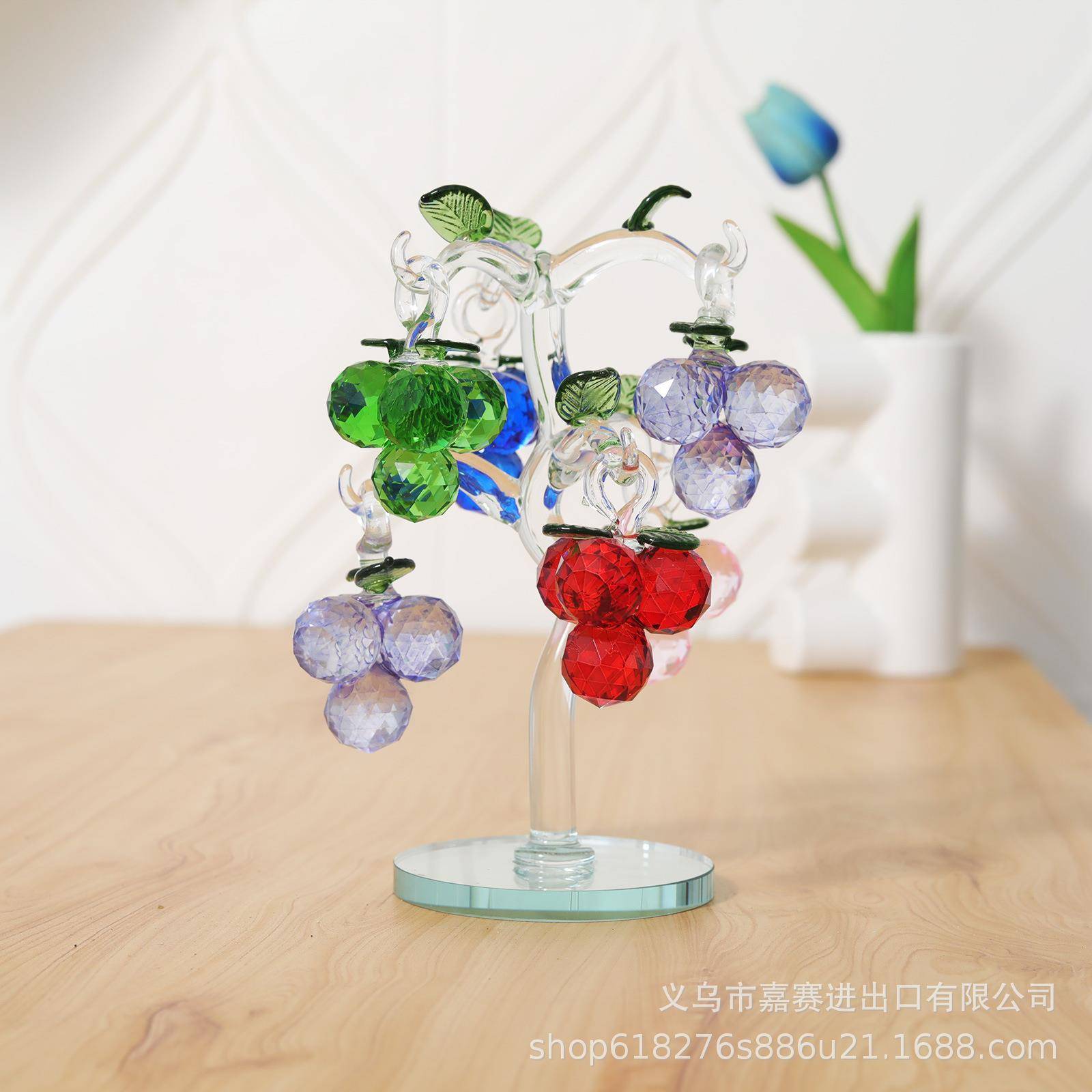 水晶工艺品橱窗装饰家居仿真水果彩色葡萄树模型拍照摄影道具摆件