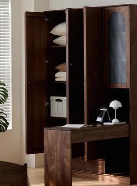 北美黑胡桃木衣转角书门一体ONO桌全实木卧室收纳对开衣橱收柜纳