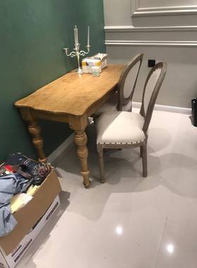 A10L实木复古桌餐欧式办公FTM桌木茶几会实议桌仿古拍户外照做旧
