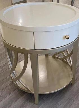 现代美式轻奢椭形几简约茶几客厅用圆钢2001#化玻家璃面茶桌边设