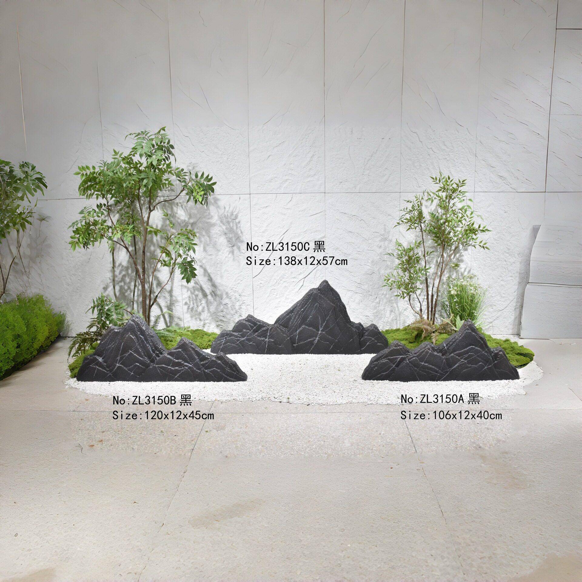 仿真石头黑山石山假意造景RQW酒店创饰玄关装摆件