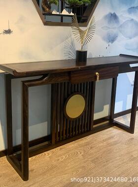 新木中式关玄桌乌金木条案客厅入户门供桌墙靠玄关台超RQL窄实玄