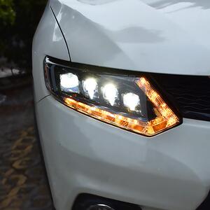 4-17款奇骏装LE1D大灯矩阵透镜改日行灯光转AOE向远近大灯总流成