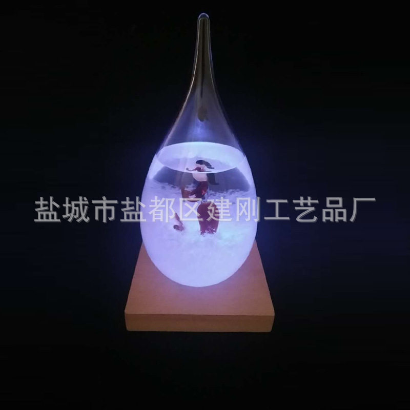 美女鱼海豚玻璃天气预报瓶带灯