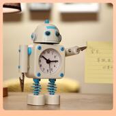 ?夹子金属机器TWM人闹钟学钟生用卡通儿童可爱静音闹钟创意小闹厂