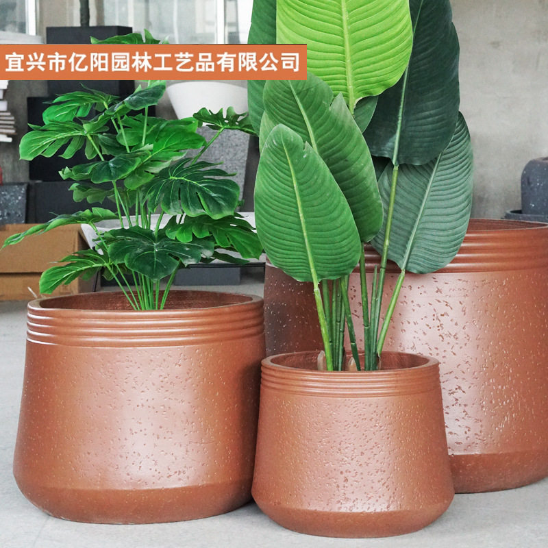 现代简约镁水泥圆柱花盆