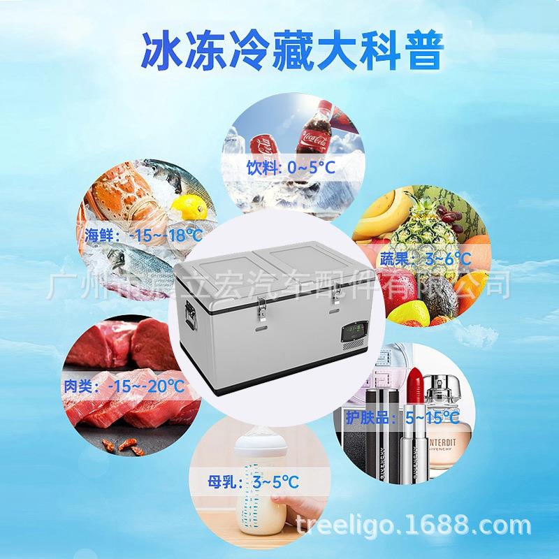 Treeligo汽车冰箱大75/495升容908量行12v2v220v户外旅冰柜车载冰