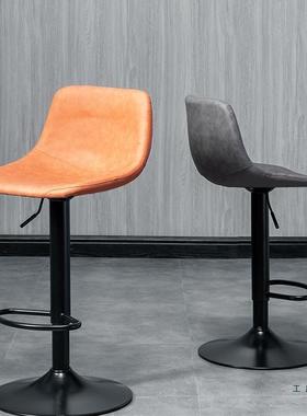 吧台台台椅升降旋UJD转现靠代简约背吧凳轻奢家用时尚吧椅高脚岛