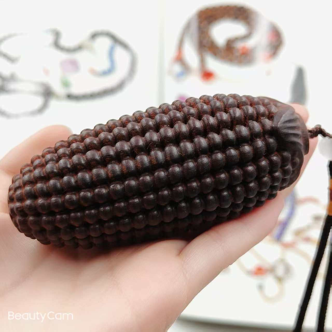 檀木木雕工艺品手把件玉米大玉米原木原色无漆不带绳