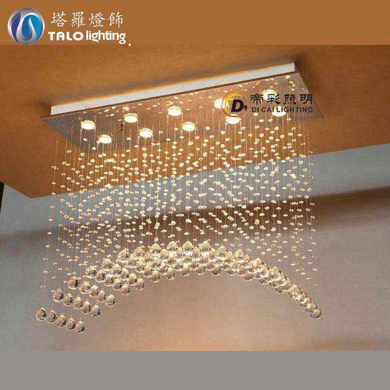 长方形led水晶吊线灯现代简约吧台吊灯创意拱形窗帘隔断餐厅吊灯