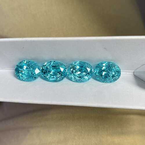 实验室培育碎冰裂帕拉伊巴梨形蛋形霓虹蓝培育合成电气石碧玺裸石