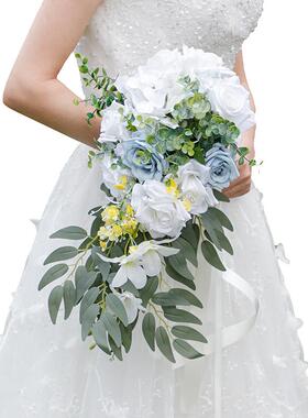 宝欣婚品森系水滴手捧花高级感婚礼瀑布手捧花田园风格大号花束