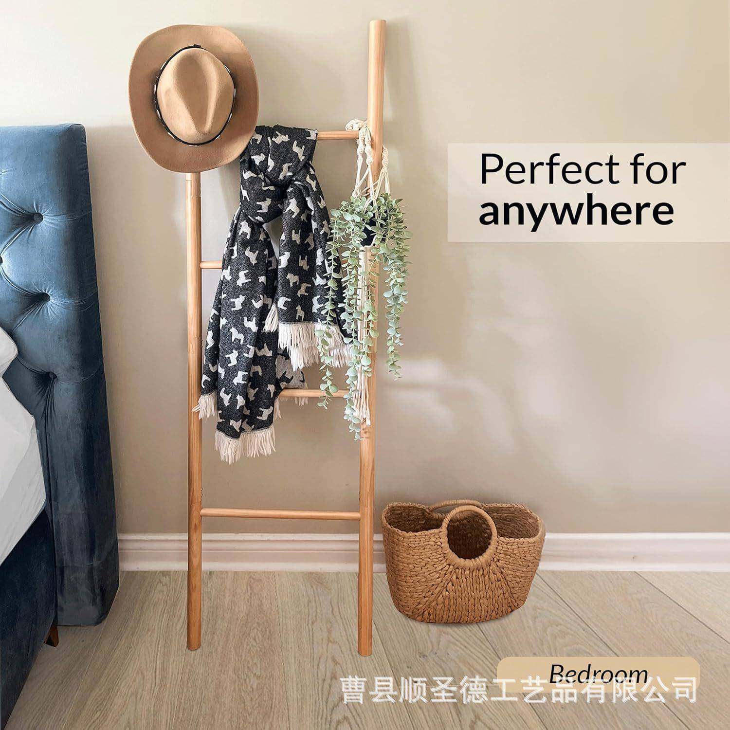 创意梯子衣架落地梯形实木衣帽架挂衣架北欧浴室木质毛巾架民宿