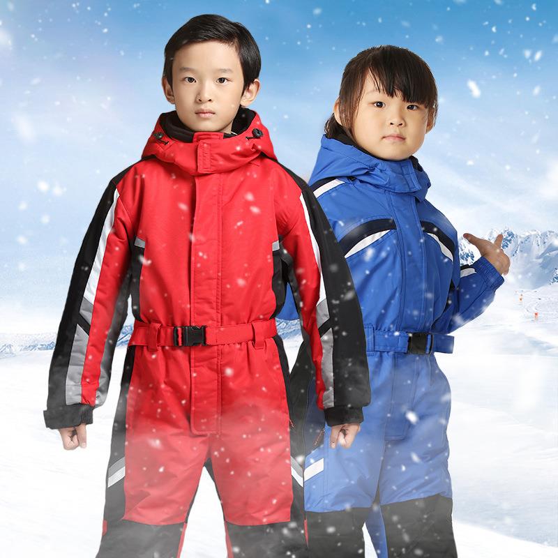 冬季儿童连体滑雪服男女孩加厚保暖单双板衣裤防水耐磨套装