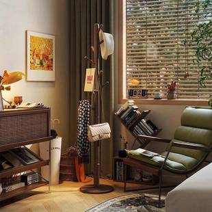 实木衣帽架卧室客厅玄关落地挂衣架创意树杈简易立式挂包架橡胶木