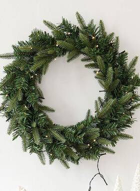 NUCHI加密PE叶混合圣诞花环家居商场花环藤条圣诞节装饰品