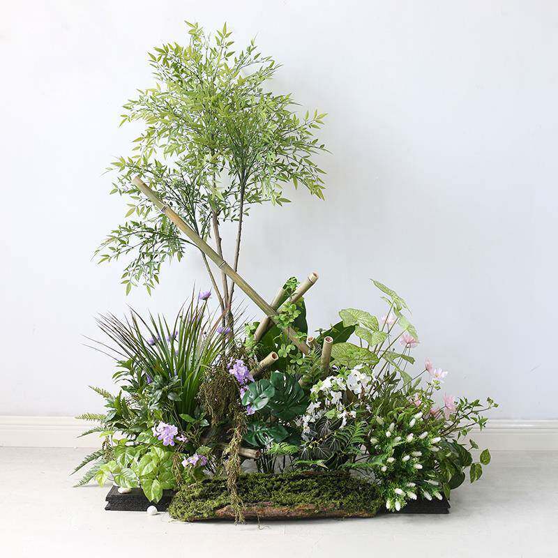 植物景观布置竹子绿植园景套装室内盆栽橱窗楼梯仿生态造景绿植