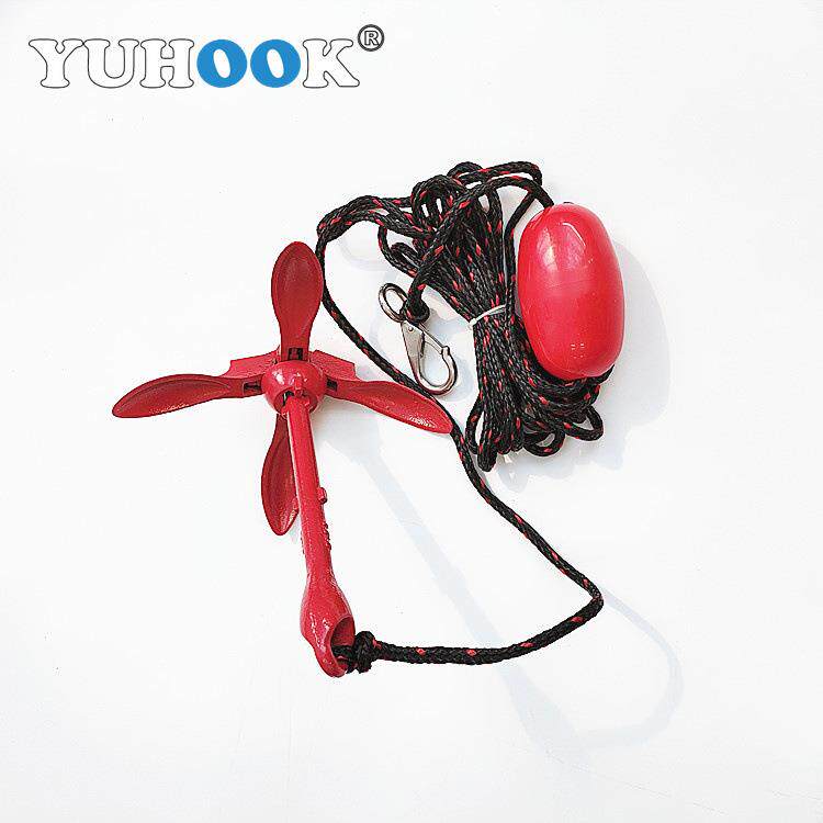 直销YUHOOK热镀锌热浸锌折叠锚伞形锚船锚组合四爪锚红锚