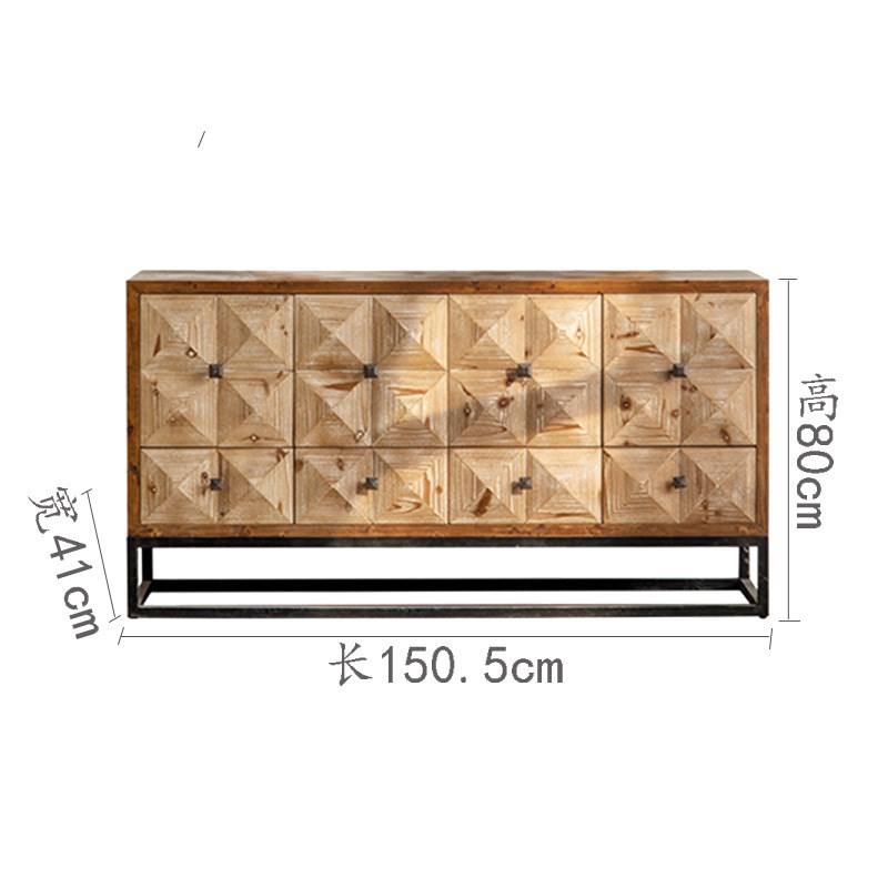 美式复古斗柜实木餐边柜客厅创意立体雕花收纳储藏装饰柜子原木风