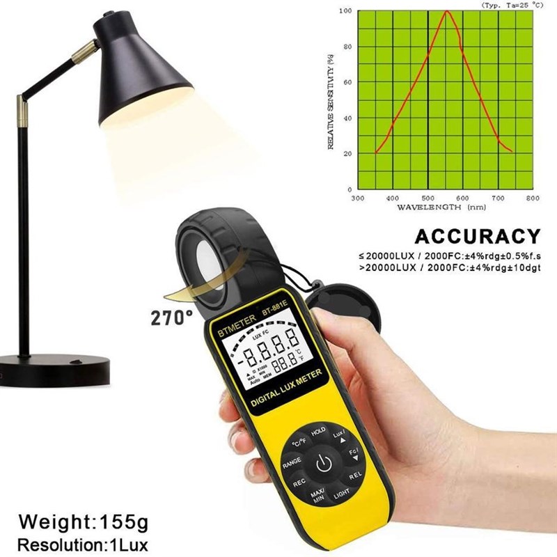 数字照度计881E高精度测光仪光照度亮度测光表光度计30万Lux