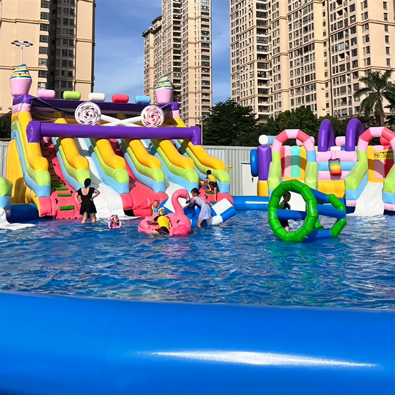 现货上新充气城堡滑梯 水上乐园移动游泳池 亲子活动户外游乐设备