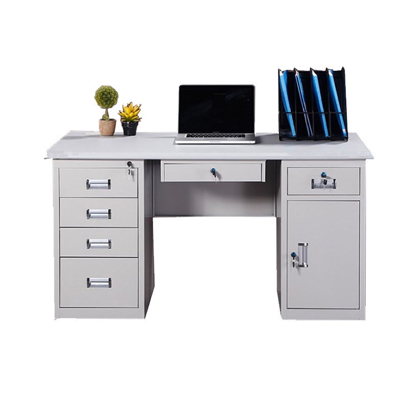 汉果写字台贴皮员工电脑办公桌带锁抽屉财务桌家用学习收银桌书桌