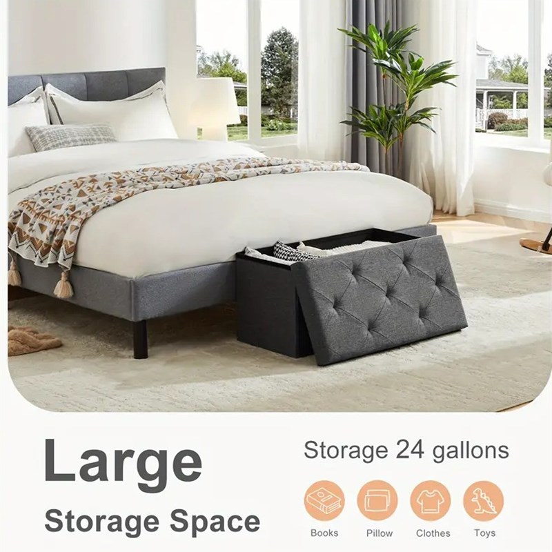 热销家居大号棉麻收纳箱三人座储物凳多功能客厅收纳凳