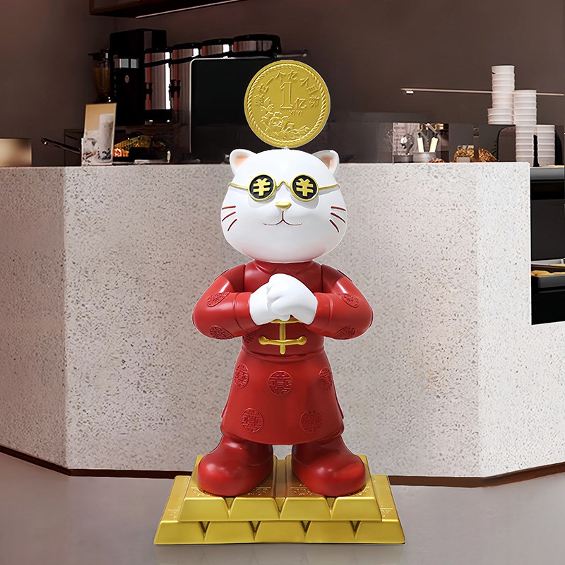 招财猫迎宾客厅落地摆件高级感轻奢开业摆件高档前台装饰品摆设