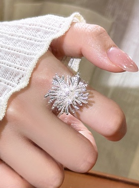 小众银色烟花女士食指戒新款