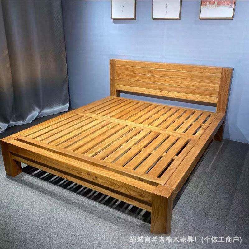 老榆木床实木箱体床高酒箱储021物床双人老榆木榻榻床米实木店床