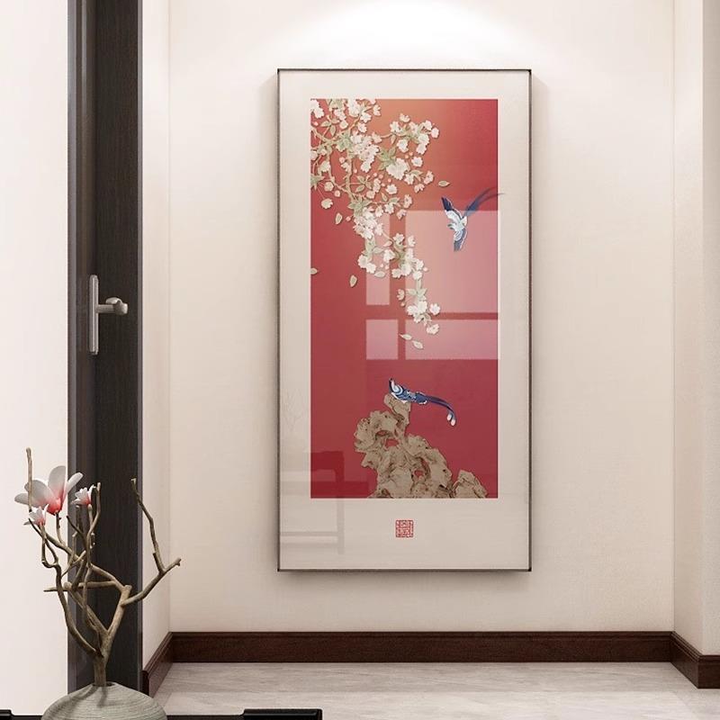 喜气盈门玄关装饰画新户中式入喜正对门上眉GIK挂梢喜鹊寓意好过